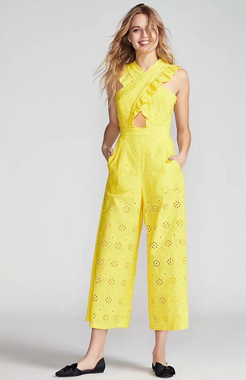 Alice McCall Limonada Yellow Floral Eyelet Jumpsuit Size US 8
